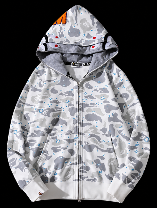 Bape zip up hoodie white space camo
