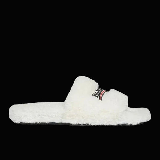 Balenciaga Furry Slide White