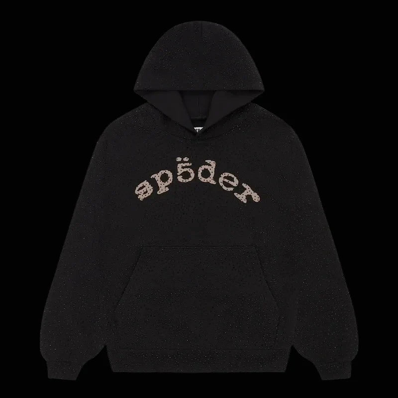 Rhinestone Sp5der Hoodie Black