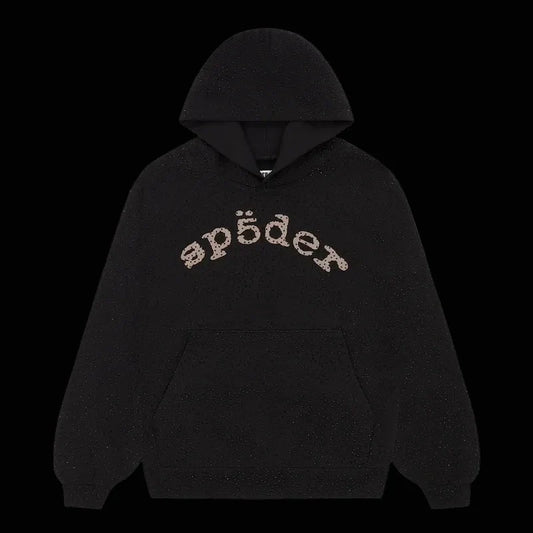 Rhinestone Sp5der Hoodie Black